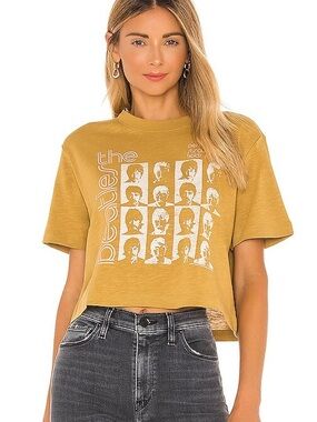Junk Food Women’s The Beatles Penny Lane Mustard Graphic Crop Tee Size Small